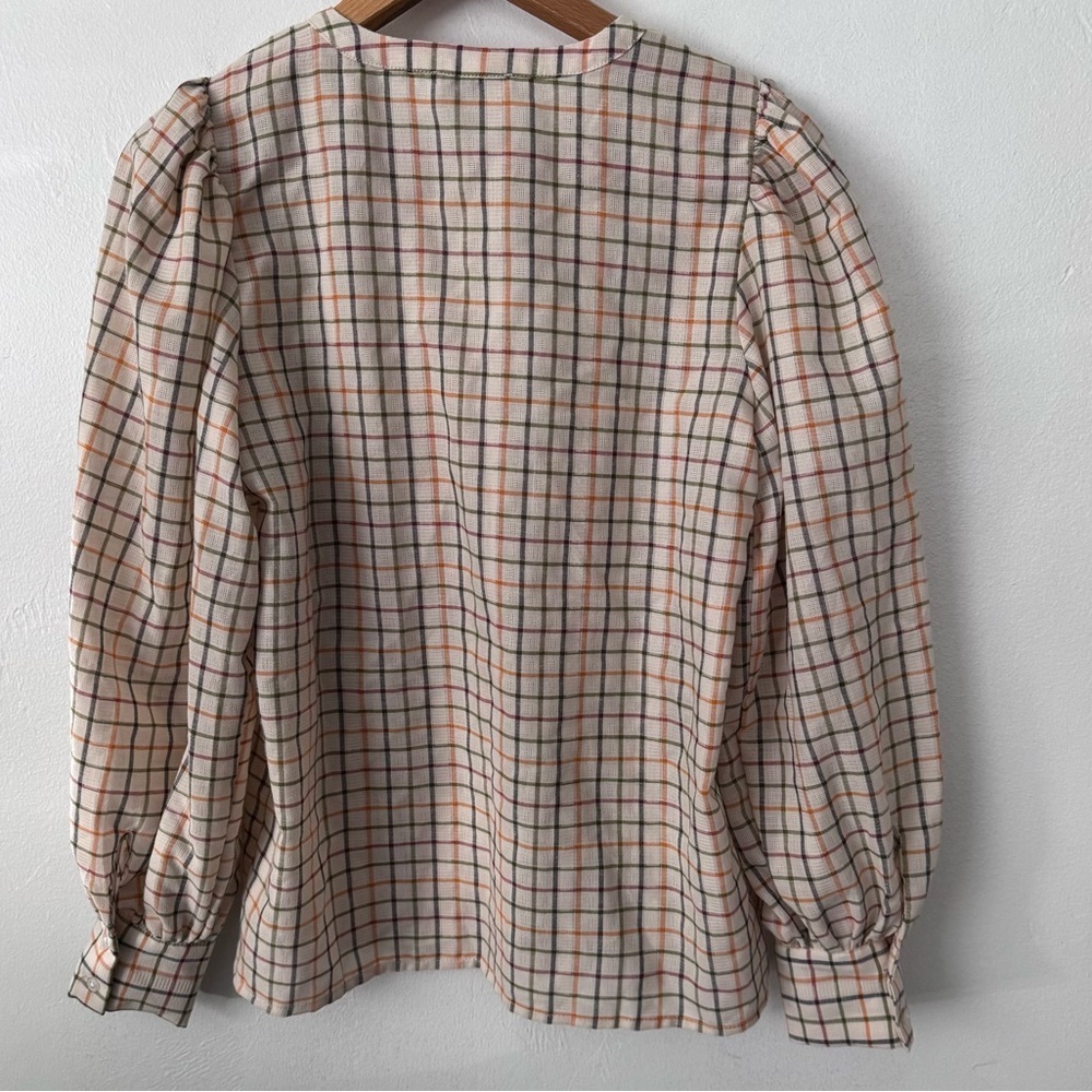 Loft plaid balloon sleeve blouse Size XS - Picture 6 of 7